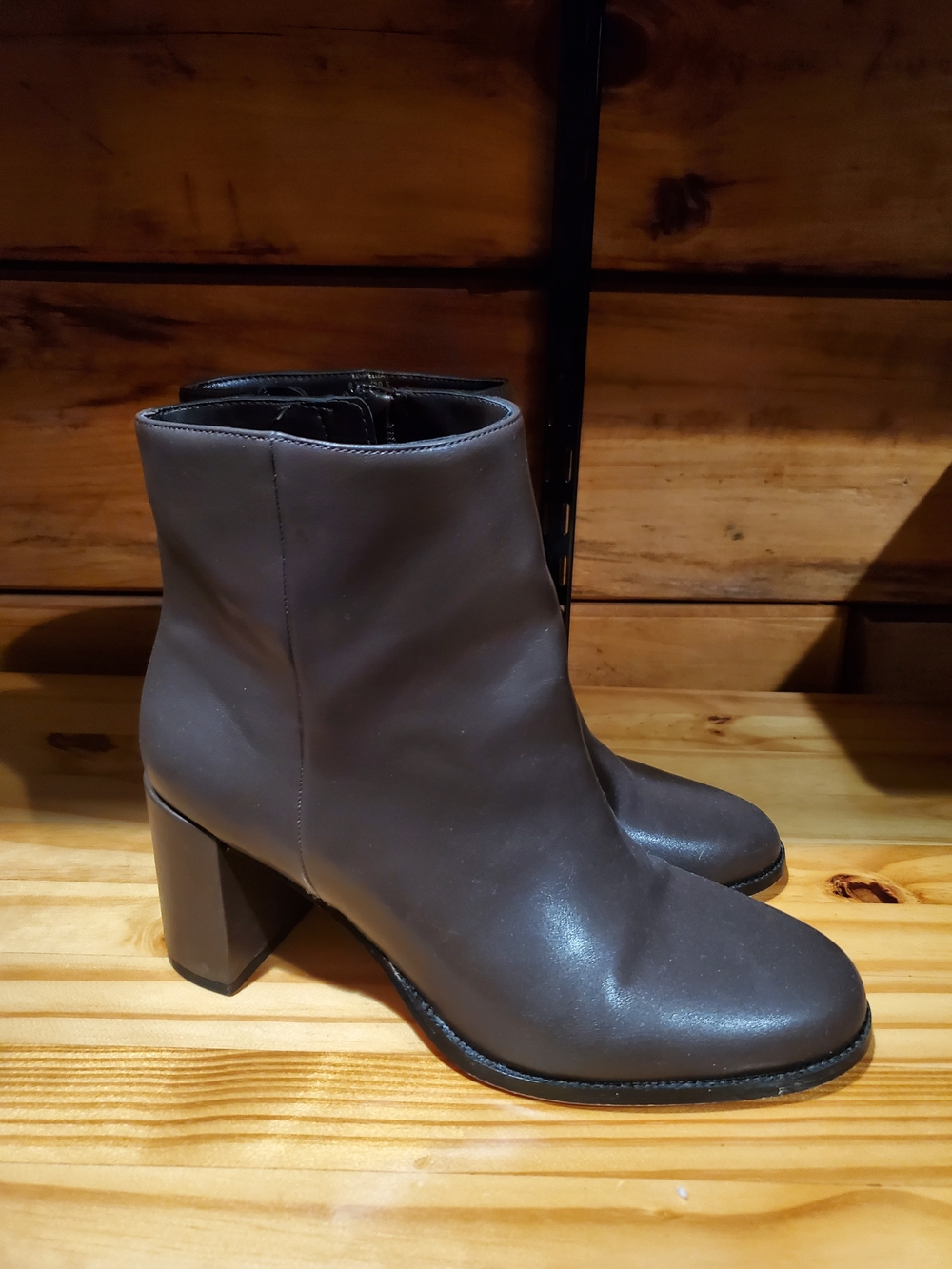 Women's Ankle Boots in Dark Brown - Sleek Block Heel Booties